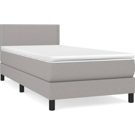 Maison Exclusive - Cama box spring con colchón tela gris claro 10