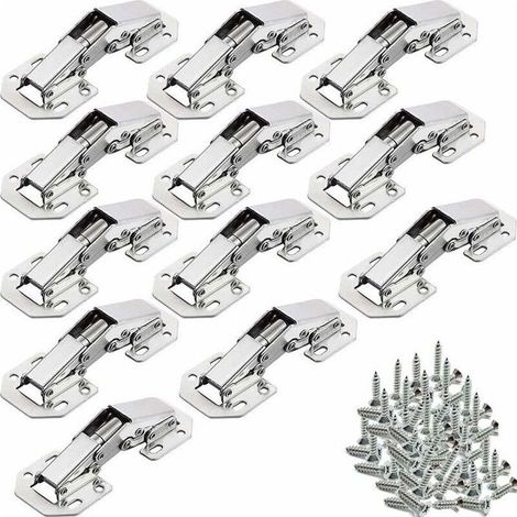 Lot de 12 charnières invisibles 90° pour placard - acier nickelé, à visser, 32 mm (1/4)