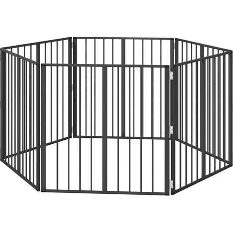 Dog Gate 6 pcs Black 80 x 80 cm Galvanised Steel vidaXL