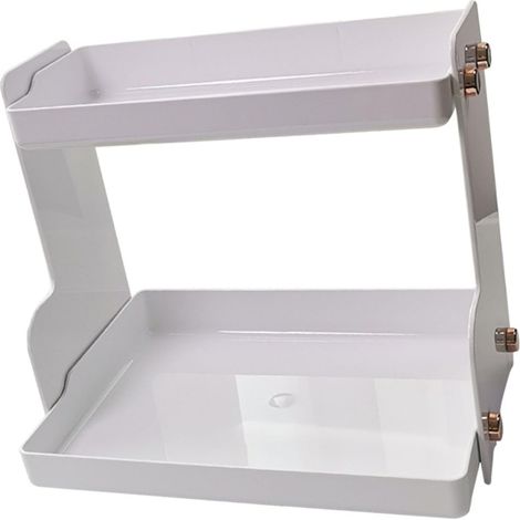 Compact Desktop Storage Rack, Double Layer PET Organizer, 29 x 20.5 x 26.5 cm, for Office, Dorm Room, Vanity, Student Use, with 2 Storage Levels, Design (1/5)