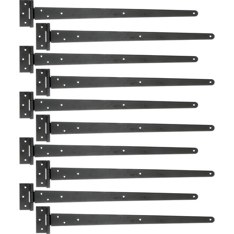 Penture anglaise noire – 596 x 48 mm – avec goupille rivetée pour portes en bois – Marque Alberts