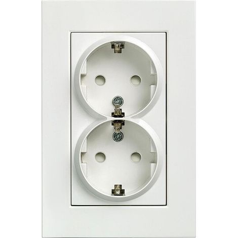 Schuko Doppelsteckdose Siemens mit erhöhtem Berührungsschutz, 125 x 81,2 mm,titanweiß