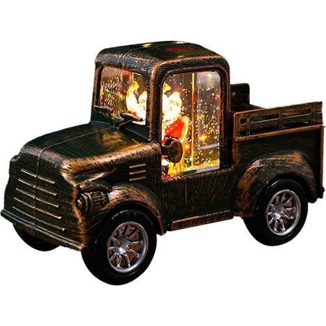 Retro-Weihnachtsdekoration: Beleuchteter Weihnachtsmann-Truck, dunkelgrün (1/5)