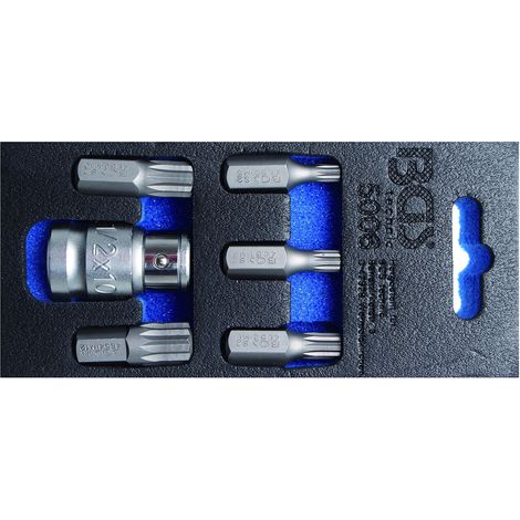 Jeu d’embouts de tournevis  10 mm (3/8")  denture multiple intérieure (pour XZN)  6 pièces