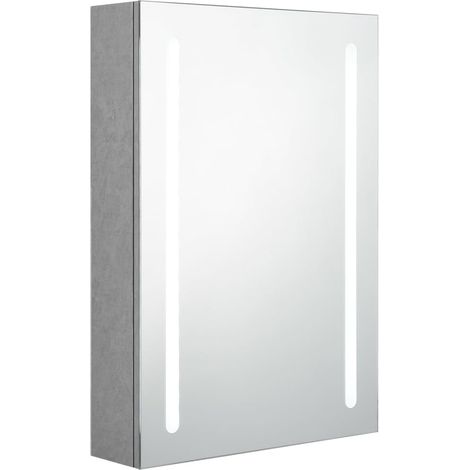 Meuble de salle de bain Armoire de salle de bain à miroir LED Gris béton 50x13x70 cm (1/5)