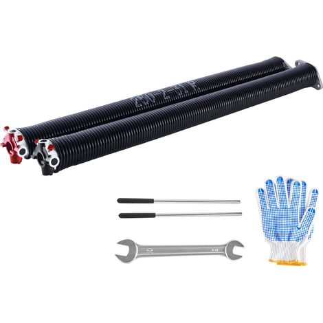 Ressort de torsion pour porte de garage, paire de 0,25 x 2 x 31 pouces, 16000 cycles, revêtement noir électrophorèse, avec barres de bobinage antidérapantes, gants et clé de montage. (1/5)