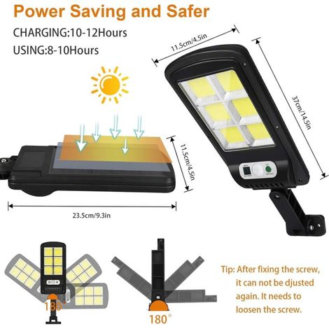 Lampione stradale a LED solare per esterni, 2 lampade a LED telecomandate, applique di sicurezza solare senza fili con sensore di movimento (1/2)