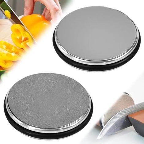Lot de 2 Disques de Rechange pour Aiguiseur à Rouleau Disques de Remplacement pour Affûteur de Couteaux Rotatif 400 et 1000 Pierre à Aiguiser Ronde pour Couteaux de Cuisine (1/5)