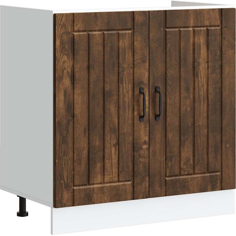 vidaXL Mueble bajo fregadero Lucca madera contrachapada roble ahumado (1/5)