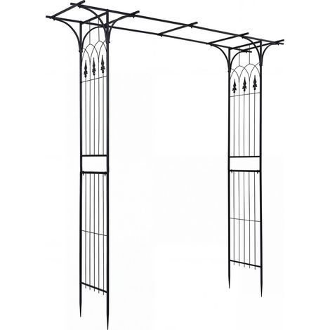 Arche de jardin en métal 213 cm à toit plat avec piquets d ancrage et support pour plantes grimpantes, pour mariage et jardin (1/5)