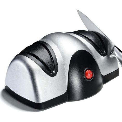 Electric Kitchen Knife Sharpener - 2-Stage Sharpener with Sapphire Grinding Wheel - Repair, Restoration, Polishing, and Cutting of Blades - Black (1/4)