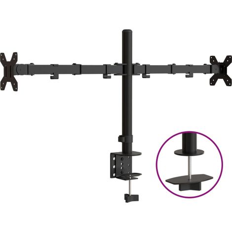 Support de moniteur double noir acier VESA 75/100 mm (1/5)