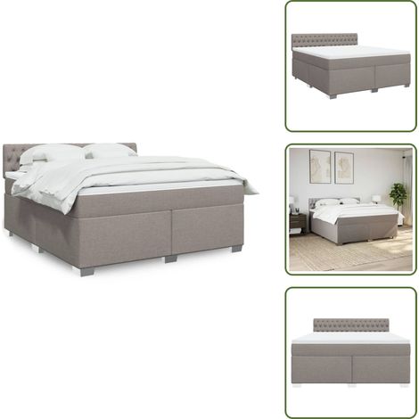 vidaXL Sommier à lattes de lit avec matelas Taupe 180x200 cm Tissu (1/5)