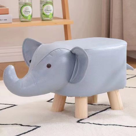 Poggiapiedi Sgabello Basso Forma Elefante Animale Pouf per Bambini Colore Blu (1/5)