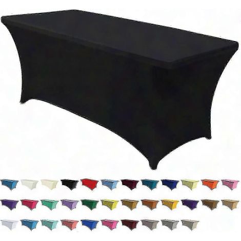 Nappe extensible noir pour table rectangulaire 4 pieds, housse ajustée en polyester et élasthanne, couvre-nappe élastique pour maison, lot de 1, dimensions standard 4 ft. (1/3)