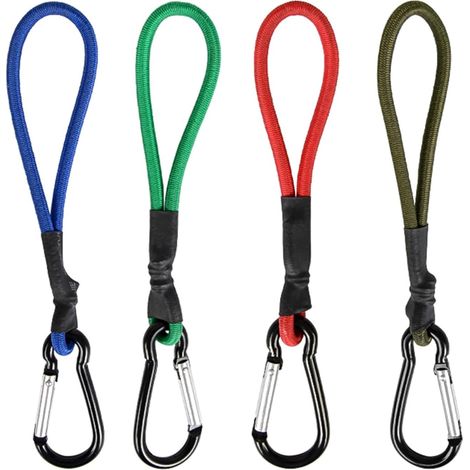 Corde élastique de randonnée avec mousqueton, crochet de camping, boucle de fixation pour tente, cordon élastique de montagne avec (1/5)