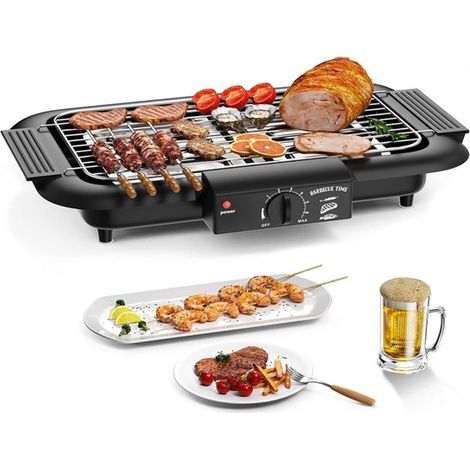 Barbecue électrique sans fumée - Noir - Chauffage rapide, revêtement antiadhésif (1/4)