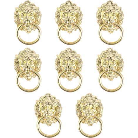 Lot de 8 Poignées de Tiroir en Alliage de Zinc, Motif Tête de Lionceau, Finition Dorée Petite Taille, Poignées Vintage pour Meuble, Remplacement pour Armoire et Commode, Usage (1/5)