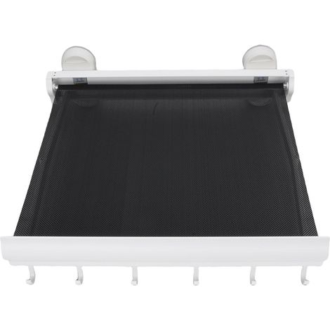 Séchoir à linge mural rétractable de 44 cm avec filet de séchage dissimulé et ventouses pour buanderie, blanc (1/5)