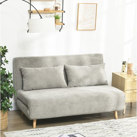 Divano letto 141x90x81 cm grigio in poliestere con schienale regolabile (1/5)