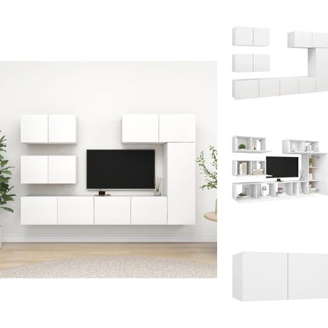 TV-Möbel - Living 6-tlg. TV-Schrank-Set Weiß Holzwerkstoff (1/5)