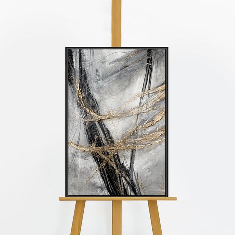 Gemälde Goldener Strich Rahmen Schwarz 60x40 cm (1/5)