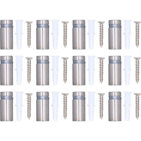 12 pièces vis d'entretoise en acier inoxydable panneau mural matériel publicitaire clou pour acrylique 1/2 po x 1 po (1/5)