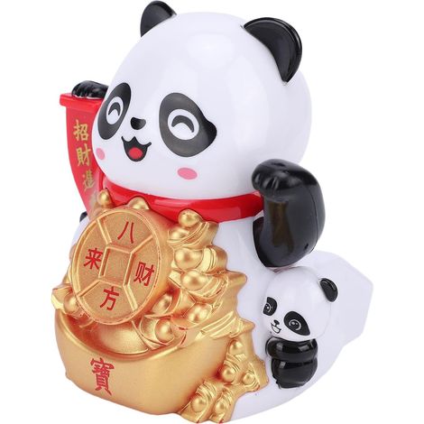 Solar Panda Figurine with Automatic Wavy Arms and Non-Slip Base, for Car Dashboard, Office Decoration, Lucky Charm, Gift (1/5)