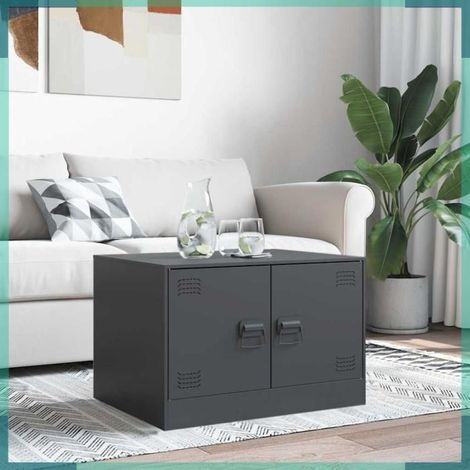 841729 Table basse anthracite 67x50x44 cm acier (1/5)