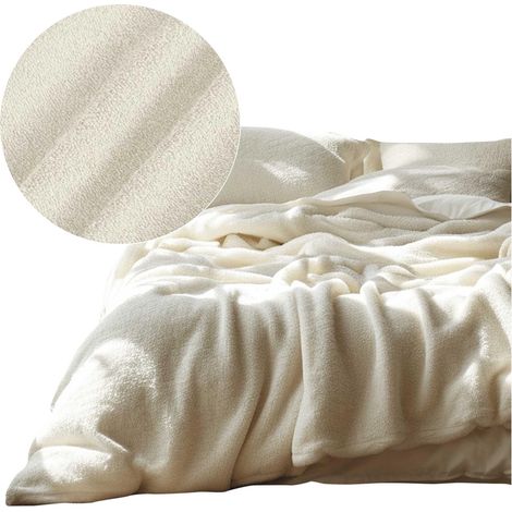 Baumwollbettwäsche-Set, dicker Frottee, 160 x 200 cm, weicher Frottee, ecrufarben (1/5)