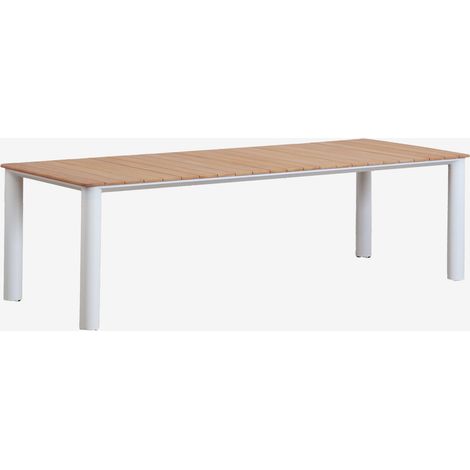 SKLUM Rechteckiger Gartentisch aus Aluminium und Teakholz Sirka 260 x 100 cm Helles Teakholz