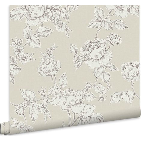 Laura Ashley Pollington Roses Vliestapete Naturel 10mx52cm