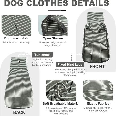 Soft and warm dog coat, winter dog coat, winter coats for dogs, clothing for dog cat, pullovers for small medium large dogs, polyester, grey, XL (1/4)
