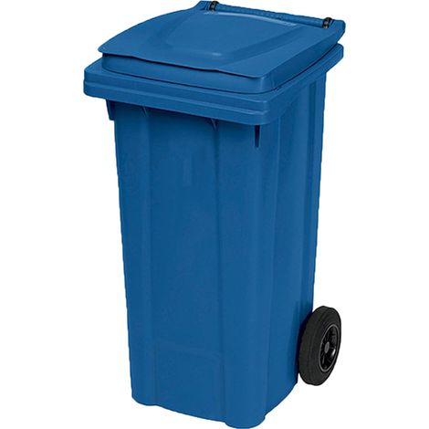 Pattumiera con ruote bidone in plastica per raccolta differenziata 120 litri carrellati da pub bar ristoranti giardino casa - colorigenerali: BLU