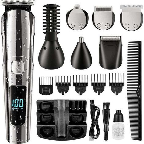 Tondeuse À Barbe, Tondeuse À Cheveux Sans Fil Pour Homme, Étanche Pour Le Corps, La Moustache, Le Nez, L'Oreille, Le Visage, Le Rasoir Électrique, Kit De Toilettage Tout En 1, Rechargeable Par Usb Et (1/5)