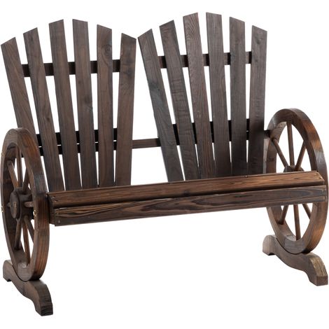 Banco de jardín de madera con reposabrazos, 2 plazas, marrón oscuro, 108 x 66 x 95 cm HOMVRA (1/5)