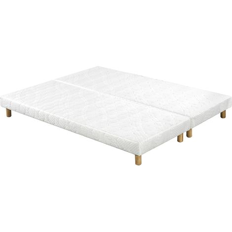 Boxspringbetten weiß mit Holzfüßen 90 x 200 cm (2er-Set) JAMI