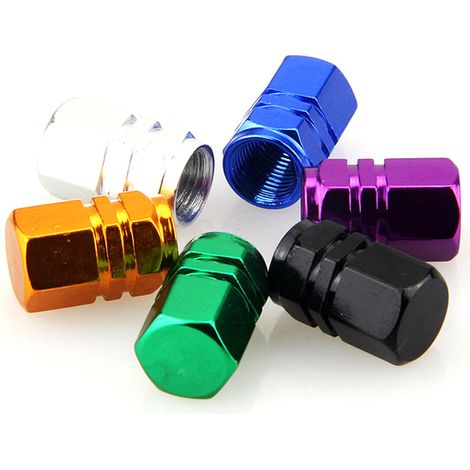 4 bouchons de valve de pneu en aluminium étanches et compacts pour voiture, couleurs aléatoires. (1/5)
