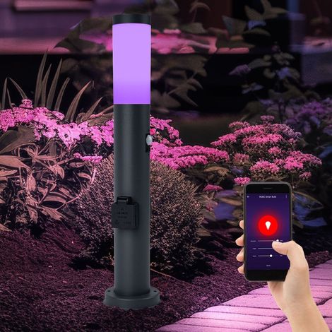 Stehlampe Smart Außenleuchte mit Bewegungsmelder Gartenleuchte dimmbar, Sprach-, App Steuerung, RGB LED 8,5W 806lm warmweiß-kaltweiß, H 60 cm