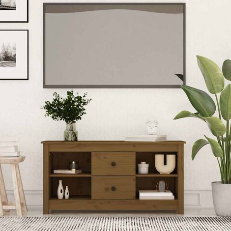 vidaXL Meuble TV Marron miel 103x36,5x52 cm Bois de pin massif (1/5)