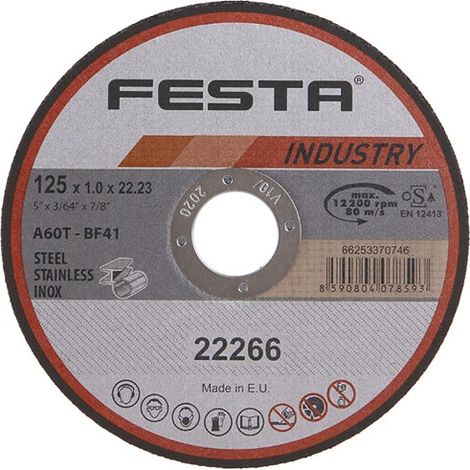 Disco de corte FESTA INDUSTRIA para metal 125x1x22,2mm 22266.01