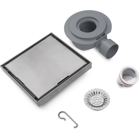Carré Siphon de Sol 150×150 mm, Invisible d'Évacuation en Acier Inoxydable, Caniveau de Douche à Siphon Rotatif 360° Réglable, avec Clapet Anti-Odeur et Filtre Anti-Cheveux (1/5)
