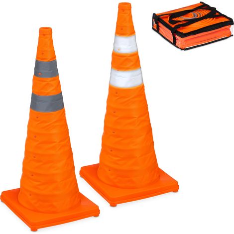 4 x foldable cones, reflective strips, traffic cones with carry bag, HxWxD: 70 x 29 x 29 cm, orange, set (1/5)