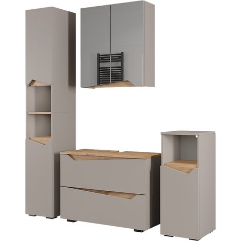 Badmöbel-Set Marelle, Greige/Artisan, 4 Teile, Vicco