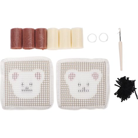Kit de broderie au point de croix pour tapis ours fait main, à faire soi-même, décoration de chambre ou de maison (1/5)