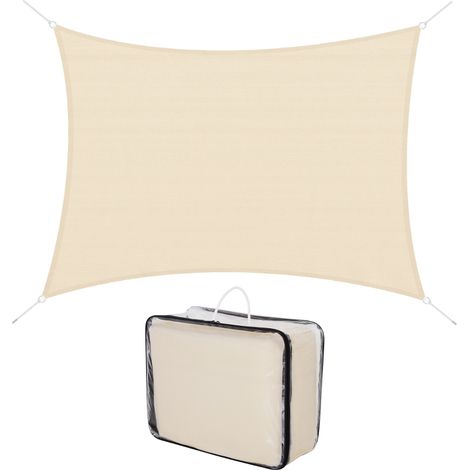 Outsunny Voile d'ombrage rectangulaire 4x6m toile ombrage extérieur protection anti-UV 185g/m² HDPE, pour jardin terrasse extérieur patio piscine balcon, crème
