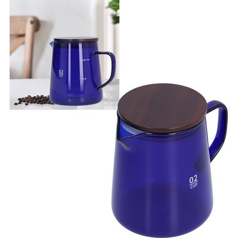 Bouilloire en verre résistant à la chaleur avec couvercle, bouilloire domestique, théière, cafetière, boîte à thé, bleue (1/5)