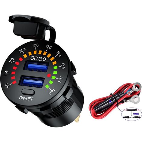Usb Quick Charge 3.0 Car Charger Socket 12v/24v 36w, Dual Usb Qc3.0 Dual Fast Charger Socket, Suitable For Ships, Vessels, Motorcycles, Trucks, Golf Carts (1/5)