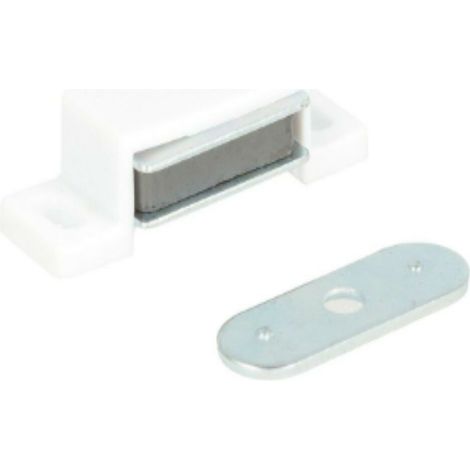 2 PEZZI - CHIUSURE MAGNETICHE DA APPLICARE PER ARMADIETTI - FORZA 4KG - CON RISCONTRO E VITI - COLORE BIANCO