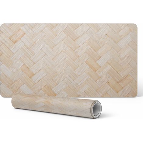 Alfombra decorativa antideslizante de vinilo con dise帽o de bamb煤 trenzado, 120 x 60 cm.